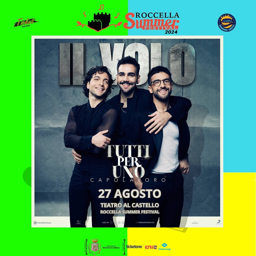 Roccella Summer Festival 2024, il 27 agosto ci sarà il trio Il Volo